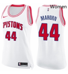 Womens Nike Detroit Pistons 44 Rick Mahorn Swingman WhitePink Fashion NBA Jersey