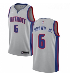 Womens Nike Detroit Pistons 6 Bruce Brown Jr Swingman Silver NBA Jersey Statement Edition 