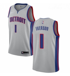 Youth Nike Detroit Pistons 1 Allen Iverson Authentic Silver NBA Jersey Statement Edition