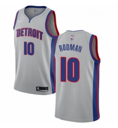 Youth Nike Detroit Pistons 10 Dennis Rodman Authentic Silver NBA Jersey Statement Edition