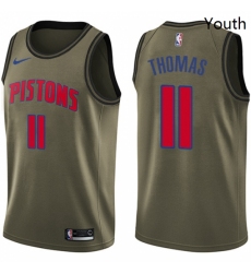 Youth Nike Detroit Pistons 11 Isiah Thomas Swingman Green Salute to Service NBA Jersey