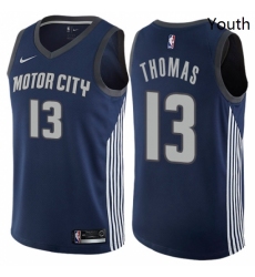 Youth Nike Detroit Pistons 13 Khyri Thomas Swingman Navy Blue NBA Jersey City Edition 