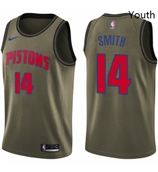Youth Nike Detroit Pistons 14 Ish Smith Swingman Green Salute to Service NBA Jersey