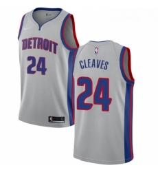 Youth Nike Detroit Pistons 24 Mateen Cleaves Authentic Silver NBA Jersey Statement Edition