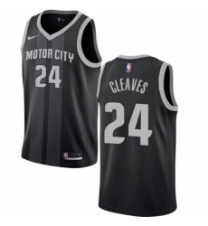 Youth Nike Detroit Pistons 24 Mateen Cleaves Swingman Black NBA Jersey City Edition
