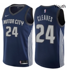 Youth Nike Detroit Pistons 24 Mateen Cleaves Swingman Navy Blue NBA Jersey City Edition