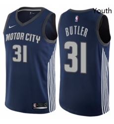 Youth Nike Detroit Pistons 31 Caron Butler Swingman Navy Blue NBA Jersey City Edition