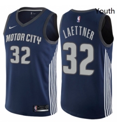 Youth Nike Detroit Pistons 32 Christian Laettner Swingman Navy Blue NBA Jersey City Edition