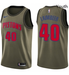 Youth Nike Detroit Pistons 40 Bill Laimbeer Swingman Green Salute to Service NBA Jersey