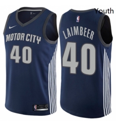 Youth Nike Detroit Pistons 40 Bill Laimbeer Swingman Navy Blue NBA Jersey City Edition