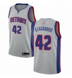 Youth Nike Detroit Pistons 42 Jerry Stackhouse Authentic Silver NBA Jersey Statement Edition