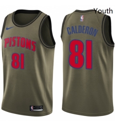 Youth Nike Detroit Pistons 81 Jose Calderon Swingman Green Salute to Service NBA Jersey 