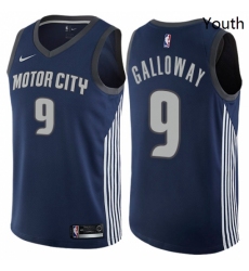 Youth Nike Detroit Pistons 9 Langston Galloway Swingman Navy Blue NBA Jersey City Edition 