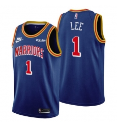 Men Golden State Warriors 1 Damion Lee Men Nike Releases Classic Edition NBA 75th Anniversary Jersey Blue