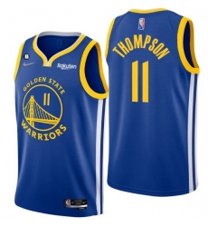 Men Golden State Warriors 11 Klay Thompson Royal With No 6 Patch Stitched Jersey
