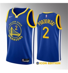 Men Golden State Warriors 2 Brandin Podziemski Royal 2023 Draft Icon Edition Swingman Stitched Basketball Jersey