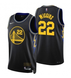 Men Golden State Warriors 22 Andrew Wiggins 2021 22 City Edition Black 75th Anniversary Stitched Basketball Jersey