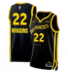 Men Golden State Warriors 22 Andrew Wiggins Black 2023 24 City Edition Stitched Basketball Jersey