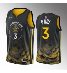 Men Golden State Warriors 3 Chris Paul Black City Edition Stitched Basketball Jersey