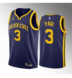 Men Golden State Warriors 3 Chris Paul Navy Statement Edition Stitched Basketball Jersey
