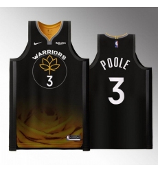 Men Golden State Warriors 3 Jordan Poole 2022 2023 Black City Edition Stitched Basketball Jersey