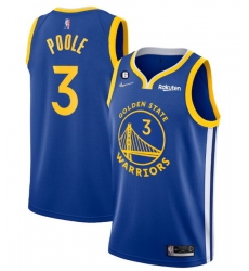 Men Golden State Warriors 3 Jordan Poole Royal With No 6 Patch Stitched Jersey
