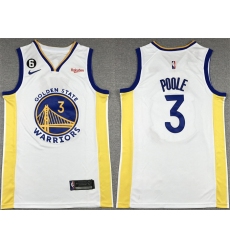 Men Golden State Warriors 3 Jordan Poole White With No 6 Patch Stitched Jersey
