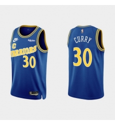 Men Golden State Warriors 30 Stephen Curry 2022 Classic Edition Royal Stitched Basketball Jersey