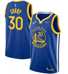 Men Golden State Warriors 30 Stephen Curry 75th Anniversary Royal Stitched Basketball Jersey