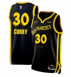 Men Golden State Warriors 30 Stephen Curry Black 2023 24 City Edition Stitched Basketball Jersey