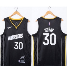 Men Golden State Warriors 30 Stephen Curry Black 75th Anniversary Stitched Jersey