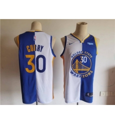 Men Golden State Warriors 30 Stephen Curry Blue White Split Stitched Basletball Jersey