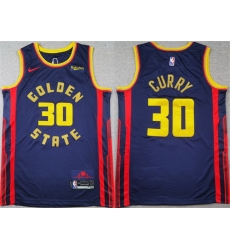 Men Golden State Warriors 30 Stephen Curry Navy 2024 25 City Edition Stitched Basketball Jersey