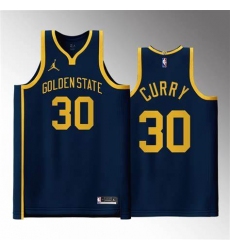 Men Golden State Warriors 30 Stephen Curry Navy Statement EditionStitched Jersey