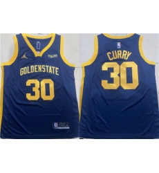 Men Golden State Warriors 30 Stephen Curry Navy Stitched Jersey