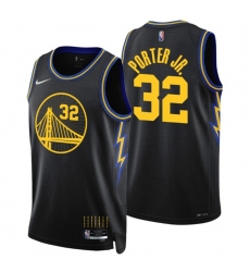 Men Golden State Warriors 32 Otto Porter Jr  2021 22 City Edition Black 75th Anniversary Stitched Basketball Jersey