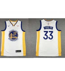 Men Golden State Warriors 33 James Wiseman White 2019 Nike Swingman NEW Rakuten Logo Stitched NBA Jersey