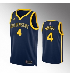 Men Golden State Warriors 4 Moses Moody Navy Statement EditionStitched Jersey