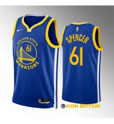 Men Golden State Warriors 61 Pat Spencer Blue Icon Edition Stitched Basketball Jersey