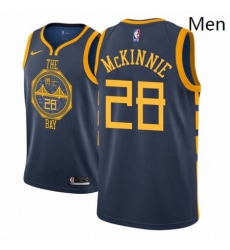 Men NBA 2018 19 Golden State Warriors 28 Alfonzo McKinnie City Edition Navy Jersey 