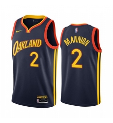 Men Nike Golden State Warriors 2 Nico Mannion Navy NBA Swingman 2020 21 City Edition Jersey