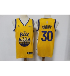 Men Nike Golden State Warriors Stephen Curry 30 Yellow NBA Swingman 2021 Jordan Brand Jersey