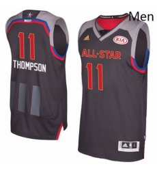 Mens Adidas Golden State Warriors 11 Klay Thompson Authentic Charcoal 2017 All Star NBA Jersey