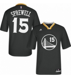 Mens Adidas Golden State Warriors 15 Latrell Sprewell Authentic Black Alternate NBA Jersey