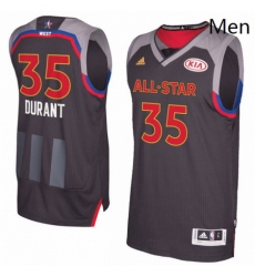 Mens Adidas Golden State Warriors 35 Kevin Durant Authentic Charcoal 2017 All Star NBA Jersey