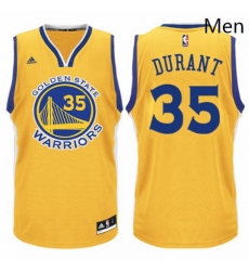 Mens Adidas Golden State Warriors 35 Kevin Durant Authentic Gold NBA Jersey