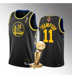 Men's Golden State Warriors #11 Klay Thompson 2022 Black NBA Finals Champions Stitched Jersey