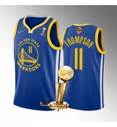 Men's Golden State Warriors #11 Klay Thompson 2022 Royal NBA Finals Champions Stitched Jersey