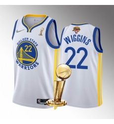 Men's Golden State Warriors #22 Andrew Wiggins 2022 White NBA Finals Champions Stitched Jersey