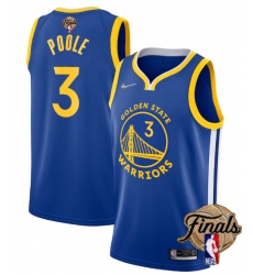 Men's Golden State Warriors #3 Jordan Poole 2022 Royal NBA Finals Stitched Jerseys